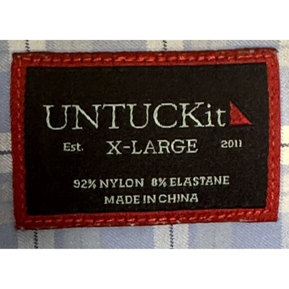 UNTUCKit Mens Button Up Shirt Zonte 40458 Long Sleeve Blue Plaid XL X-Large - Picture 7 of 13